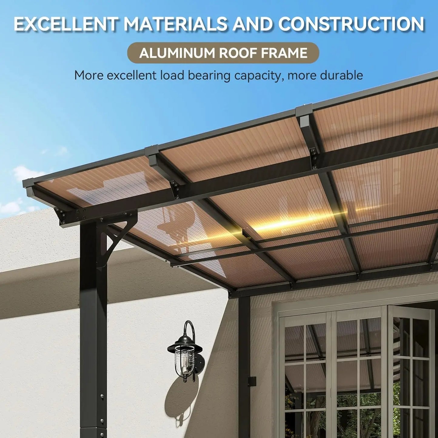 20' X 10' Gazebo for Patio, Gazebo Pergola with Sloped Roof, Large Wall-Mounted Heavy Duty Awnings, for Backyard, Deck, Patio
