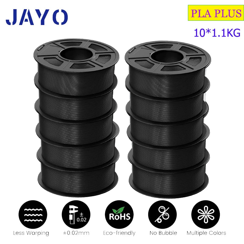 JAYO 10Rolls pla plus/petg /pla/pla+2.0/skdc Multicolor 3d Filament Printe 1.75mm FDM 100%No bubbel for 3D Printer Materials