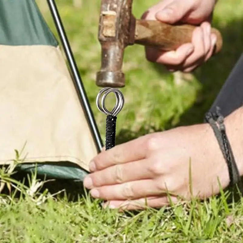stainless steel Tent Pegs Tent Nails  with Rope Camp Stakes Ground Pegs Rustproof Rod Nail Spike Garden Stakes Hard Ground Pegs