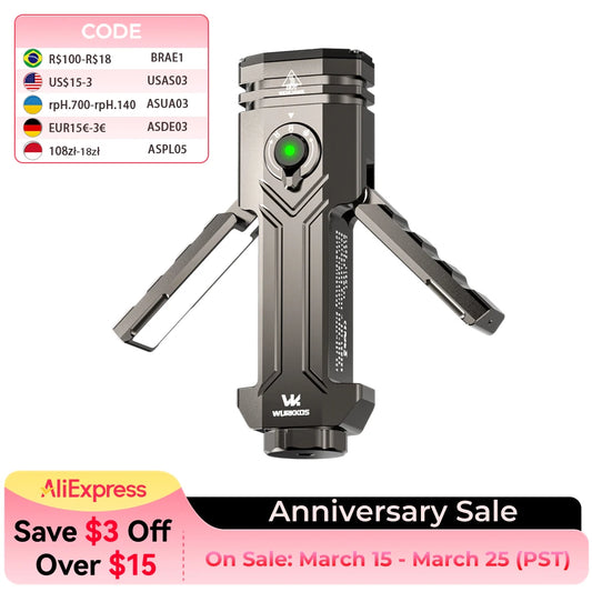 Wurkkos HD02 Shipped locally for lightning-fast delivery LED Camping Lamp Hunting Hiking Searchlight with Rechargeable Battery