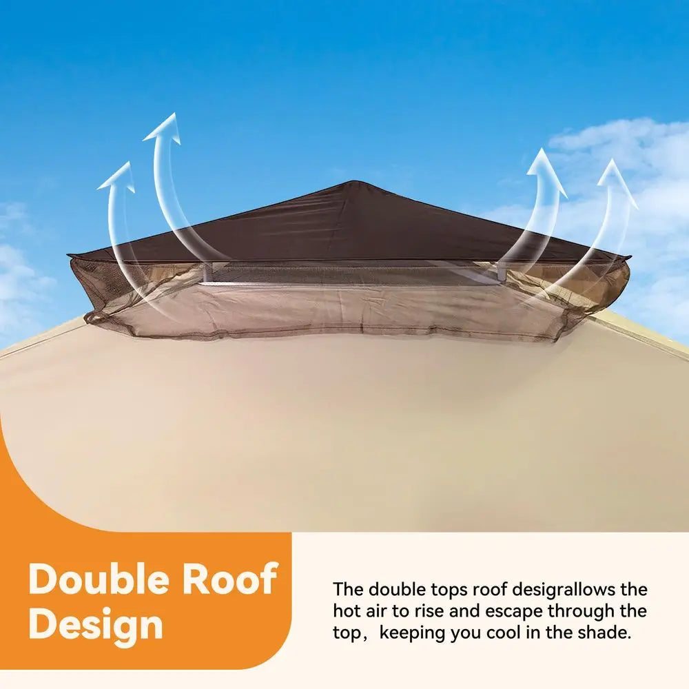 Pop Up Gazebo 11x11 Canopy Tent, Outdoor Gazebo with Double Ventilated Roof, Waterproof UV Protection Pop Up Canopy with Mosqui
