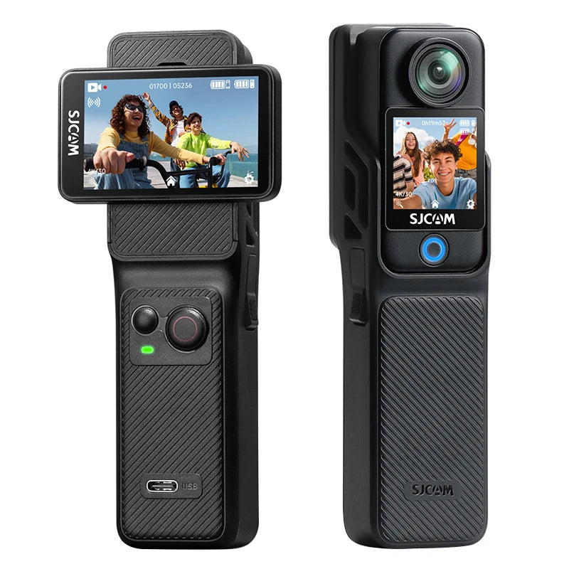 SJCAM C400 4K Pocket Camcorder with Stabilization, WiFi for Travel Vlogging & Family Handheld Recording Touch Screen Live Stream