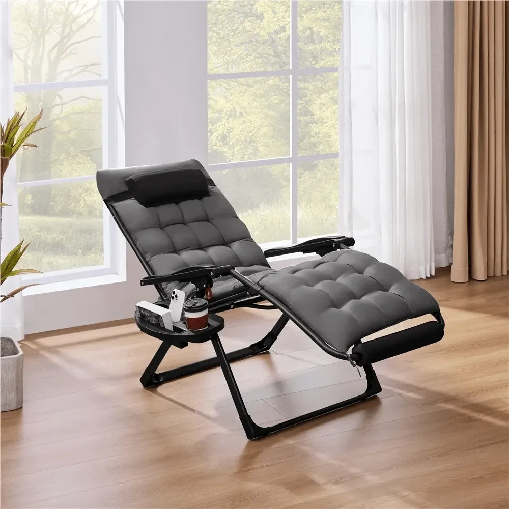 1 Piece 29in Oversized Zero Gravity Recliner Outdoor Reclining Lounge Chairs With Padded Cushion Armrest Foldable Zero Gravity