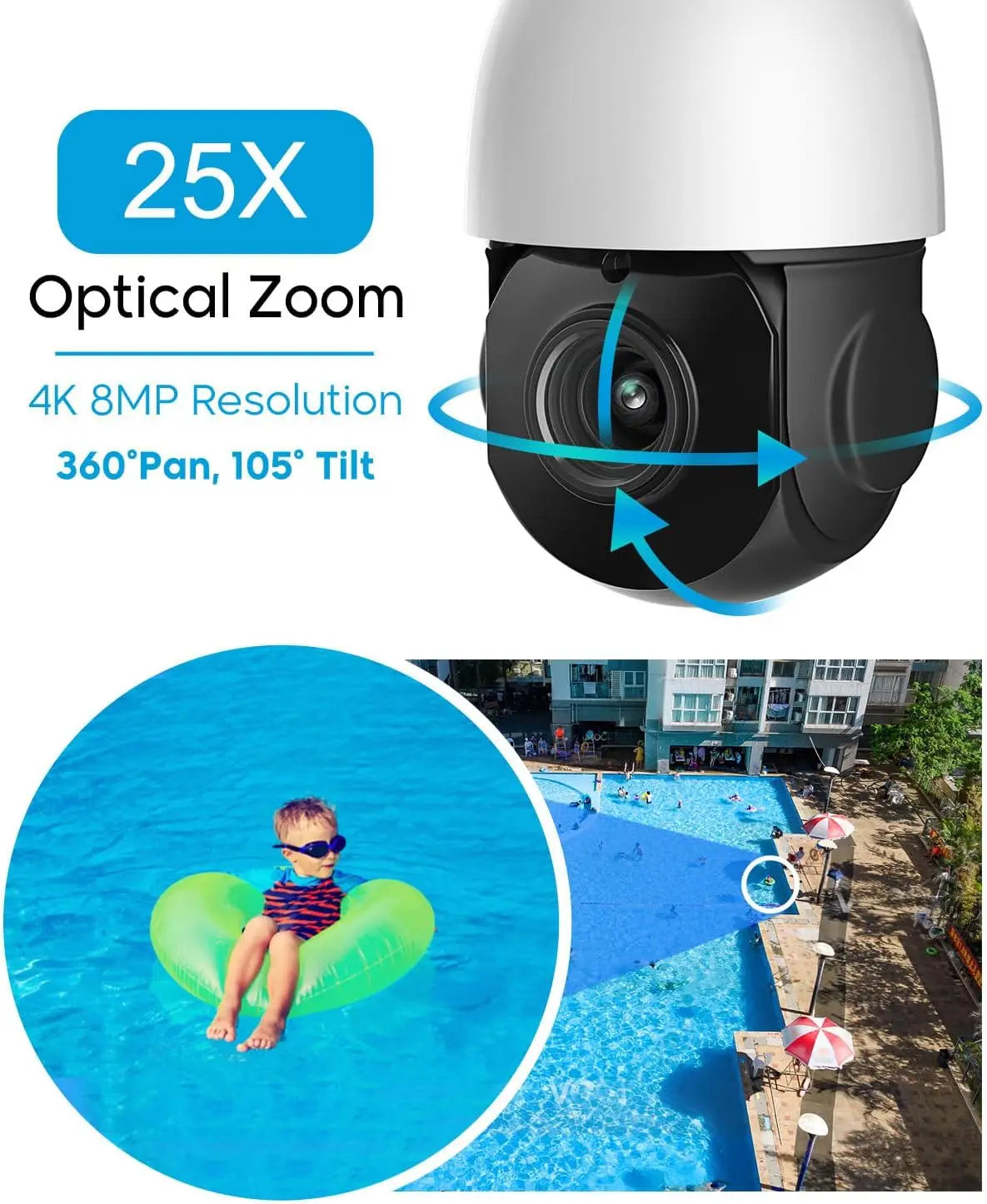 Hikvision Compatible 8MP PTZ Camera 4K 40x 25x 18x Zoom Auto-tracking