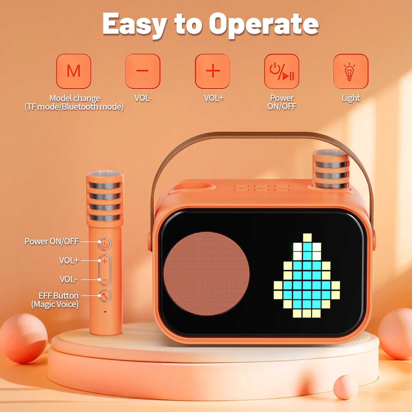 D58 Karaoke Machine for Children and Adults, Mini Portable Bluetooth Karaoke Speaker with 2 Wireless Microphones