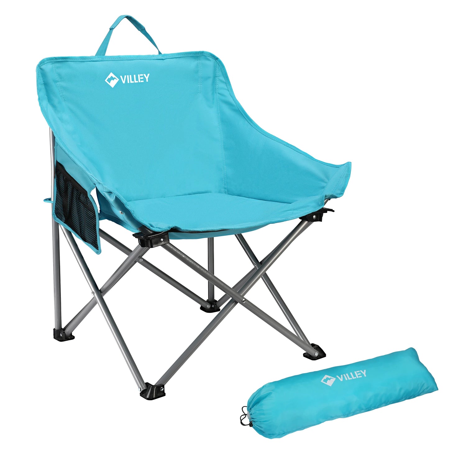 VILLEY Camping Chair Beach Folding Chair, Outdoor Lawn Portable Lightweight Chair, Foldable Chair with Carry Bag, for Outside