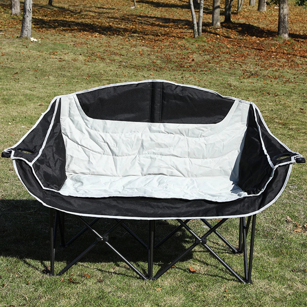 Double Camping Chair 2 Person Camping Chair Support 600lbs Folding Loveseat Chair Padded Lawn Chairs for Outdoor Picnic Beach