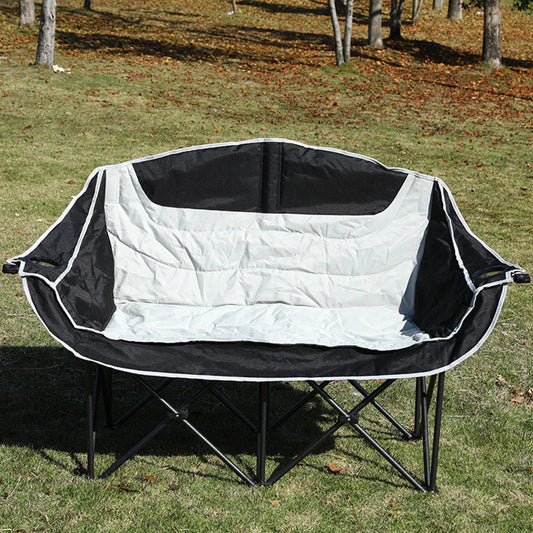 Double Camping Chair 2 Person Camping Chair Support 600lbs Folding Loveseat Chair Padded Lawn Chairs for Outdoor Picnic Beach