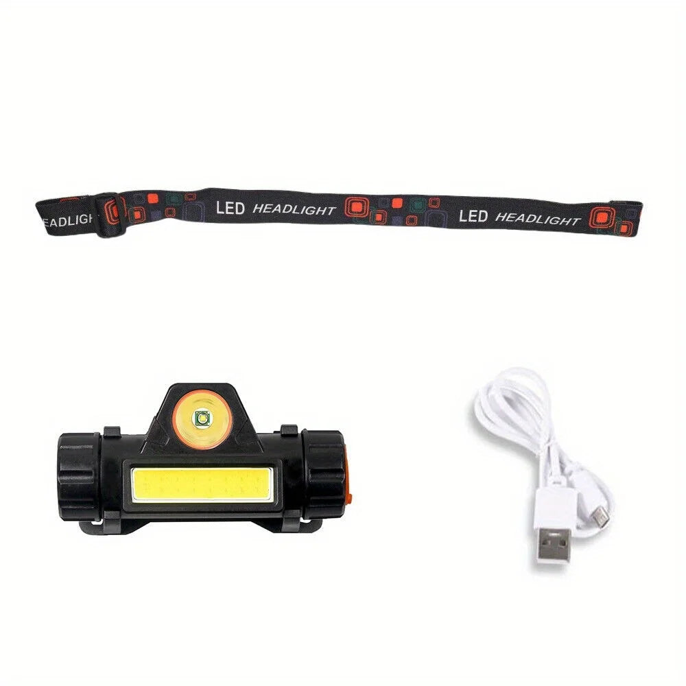2X USB Rechargeable LED Headlamp Headlight Head Light Flashlight