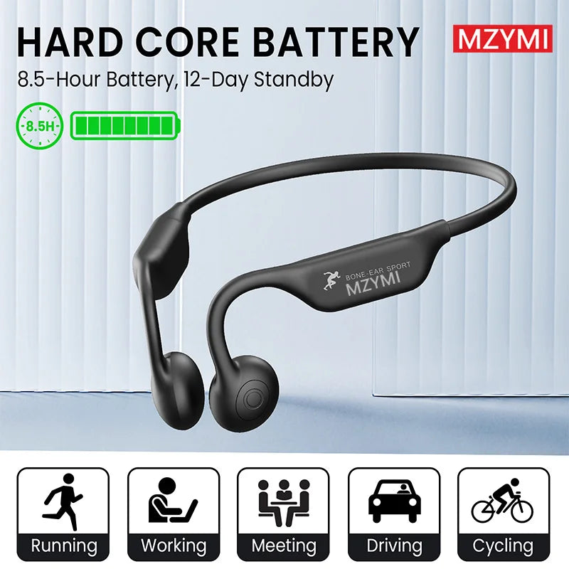 MZYMI A18 TWS Earphone Bone Conduction Neckband Headphone Sport IP56 Waterproof Headset Built-in Mic For Android iOS
