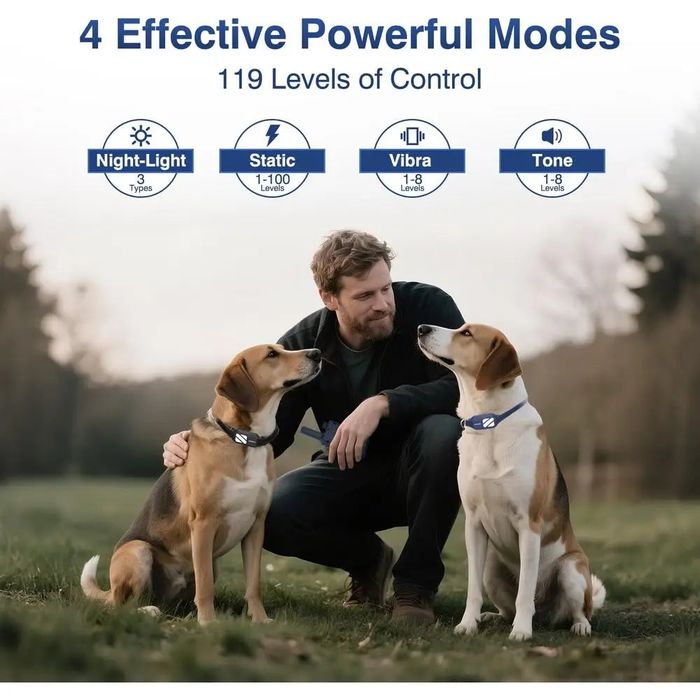 Dog Training Collars for 2 Dogs (20-140Lbs) - 4200T E Collar or Training with 119 Levels & 3 Night-Lights, IPX7 Waterproo Electr