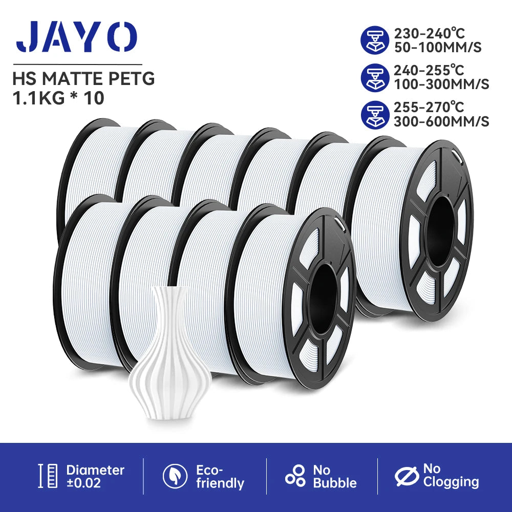 JAYO 10Rolls pla plus/petg /pla/pla+2.0/skdc Multicolor 3d Filament Printe 1.75mm FDM 100%No bubbel for 3D Printer Materials
