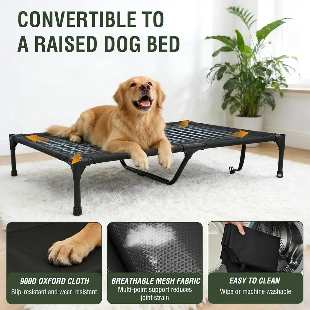 42" Camoulage Canvas Outdoor Dog House Weatherproo,360° Visibility and Breathable Design,2-in-1 Dog Shade Shelter or Large Breed
