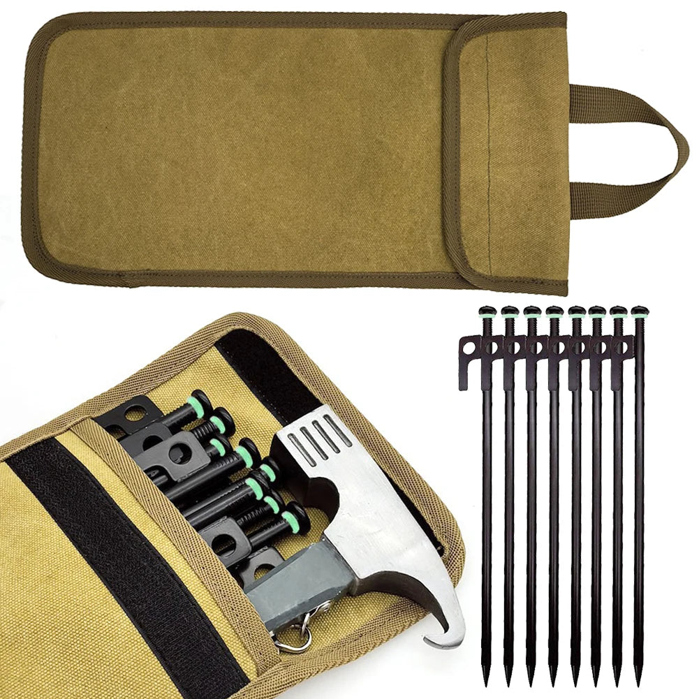 18Pcs Tent Pegs Nails Stakes Ropes with Reflective Camping Rope Camping Hiking Tent Accessories for Camping Hiking Garden Ground