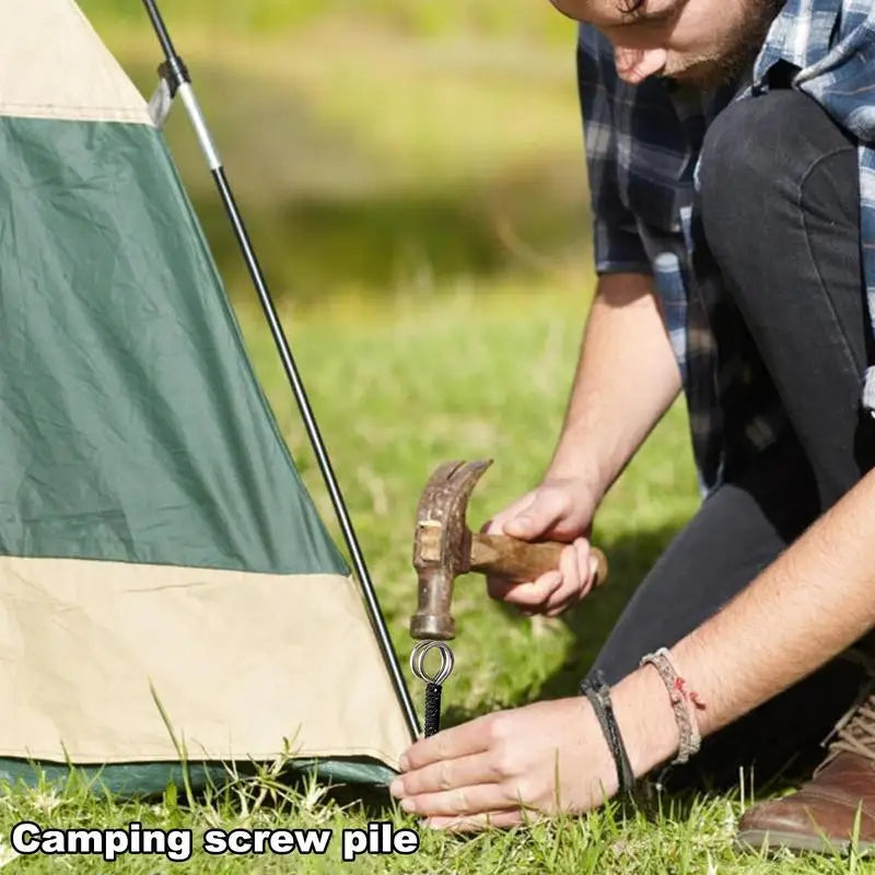 stainless steel Tent Pegs Tent Nails  with Rope Camp Stakes Ground Pegs Rustproof Rod Nail Spike Garden Stakes Hard Ground Pegs