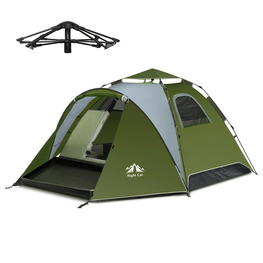 Night Cat 2-3 Person Instant Camping Tent | Hydraulic Automatic Setup Waterproof Windproof Family Tent for Car Camping