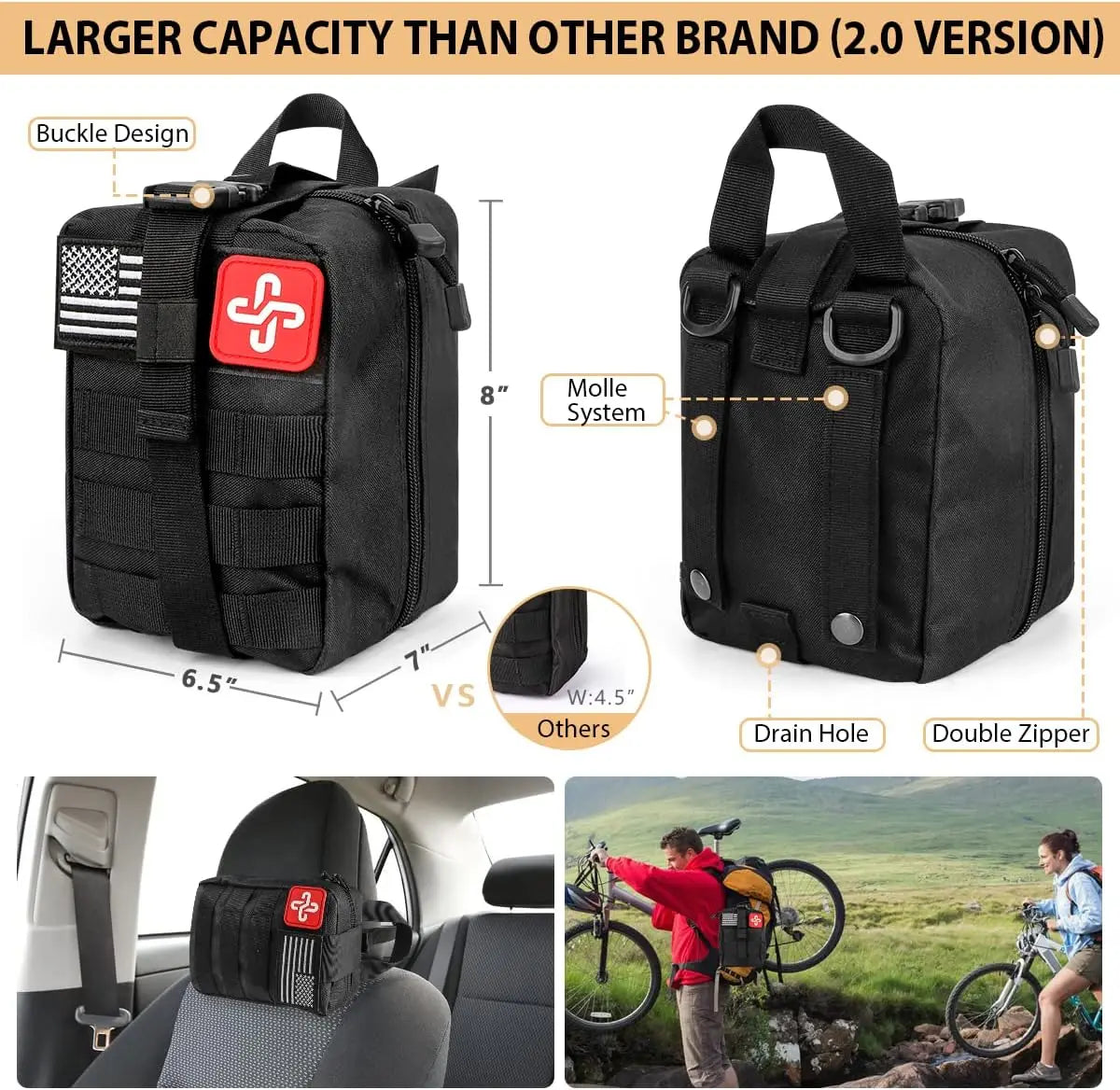 250Pcs Emergency Survival Kit with First Aid, Molle Bag & Tent for Outdoor Adventure, Hiking, Hunting