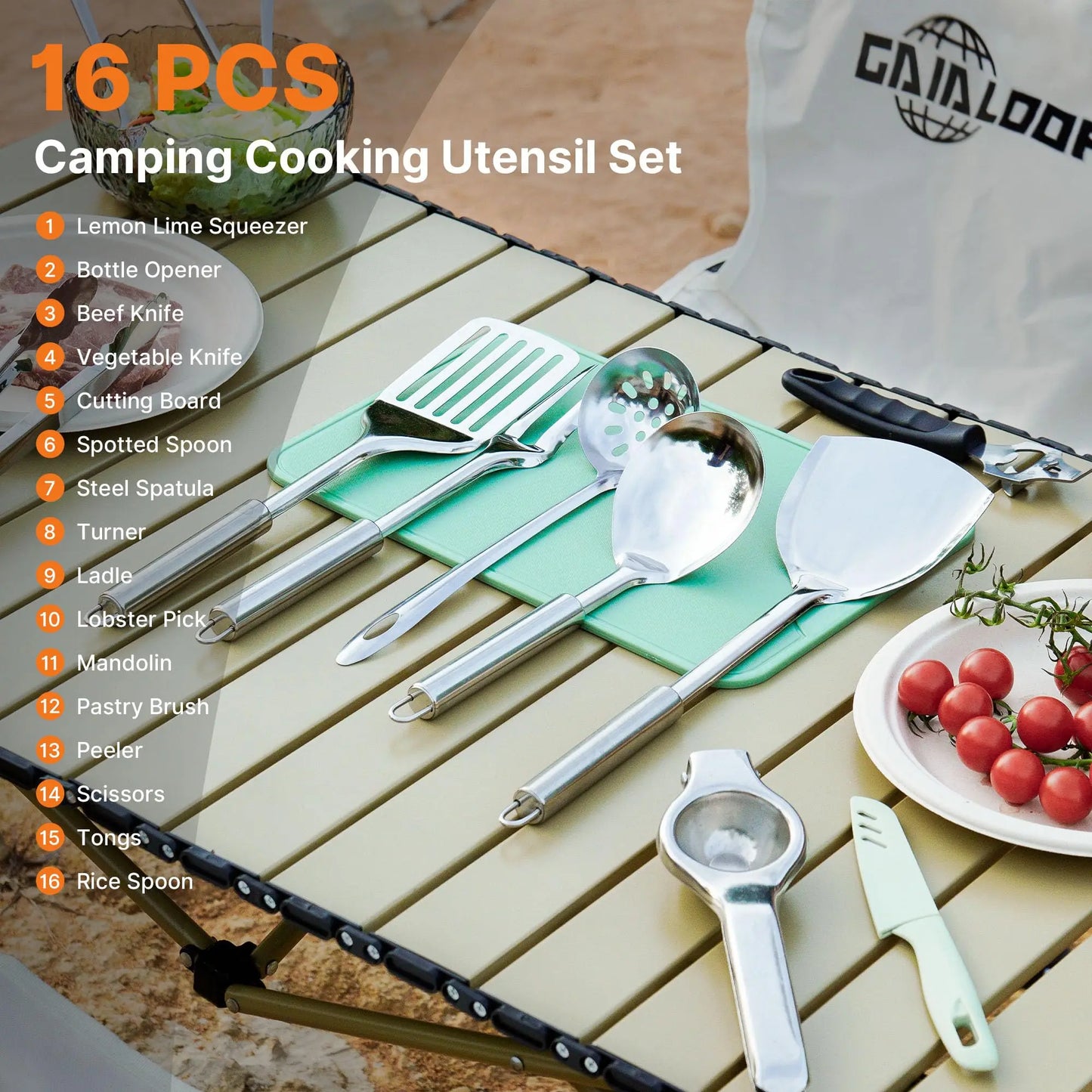 Camping Cooking Utensils Set Camp Kitchen Sticks BBQ Forks, Portable RV Camping Essentials Camper Must Haves for Cookouts