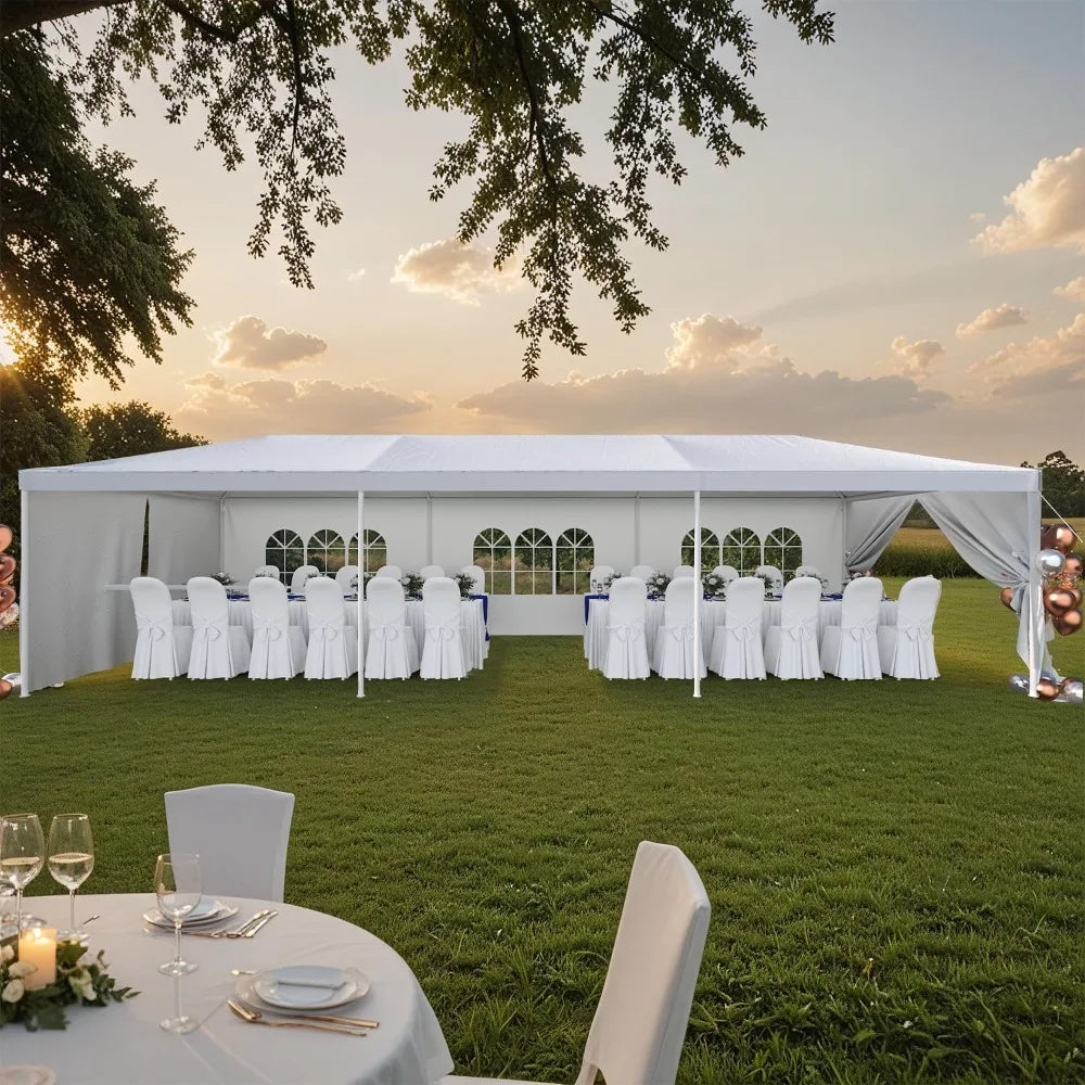 Sturdy 10x30 Outdoor Canopy Tent for Weddings and Events with Waterproofing and UV Protection, Including Sidewalls and Wind Resi