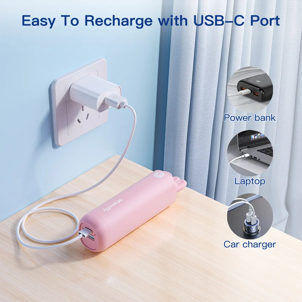 Weofly Mini Foldable Hand Fan, Ultra-Portable & Powerful cooler,2000mAh Rechargeable Cooling,Lightweight for Travel Outdoor Fan