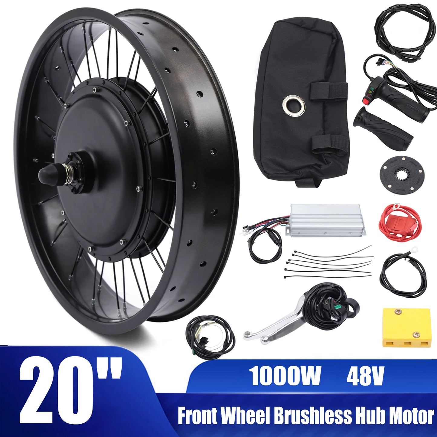 Electric Bicycle EBike Conversion Kit 20" E-Bike Front Wheel Frame Kit 20" 48V 1000W for Fat tire Bike Motor kit
