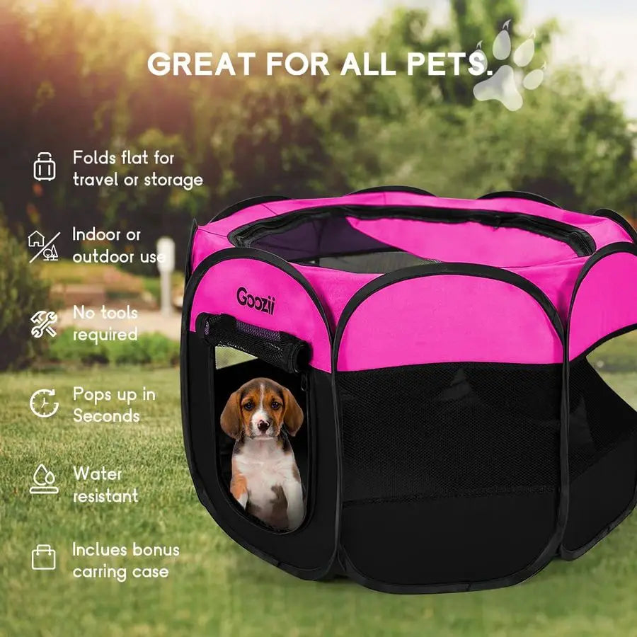 Portable Dog Playpen for Small Dogs Indoor Outdoor, Foldable Pet Puppy Playpens Kennel Tent with Top Cover Door for House Cat K