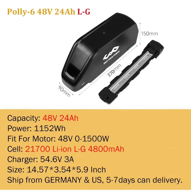21700 Ebike Battery Hailong Polly 36V 48V 20Ah 30Ah 25Ah 18650 Cell Electric Bike Batteria 14.4ah for500W 750W 1000W 1500W Motor