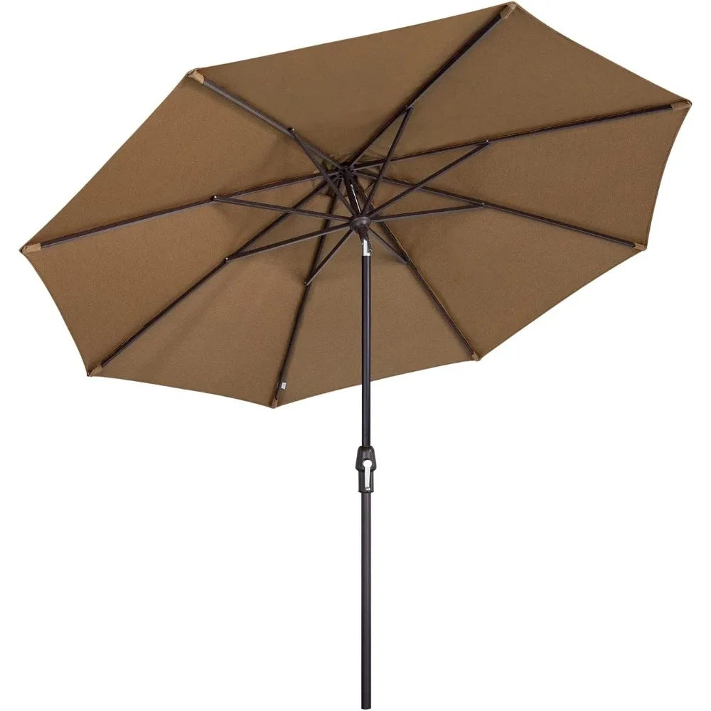 10ft Auto Tilt Patio Umbrellas with 360°swivel, Outdoor Table Umbrellas with 1500H Fade Resistant Canopy,8 Sturdy Rids