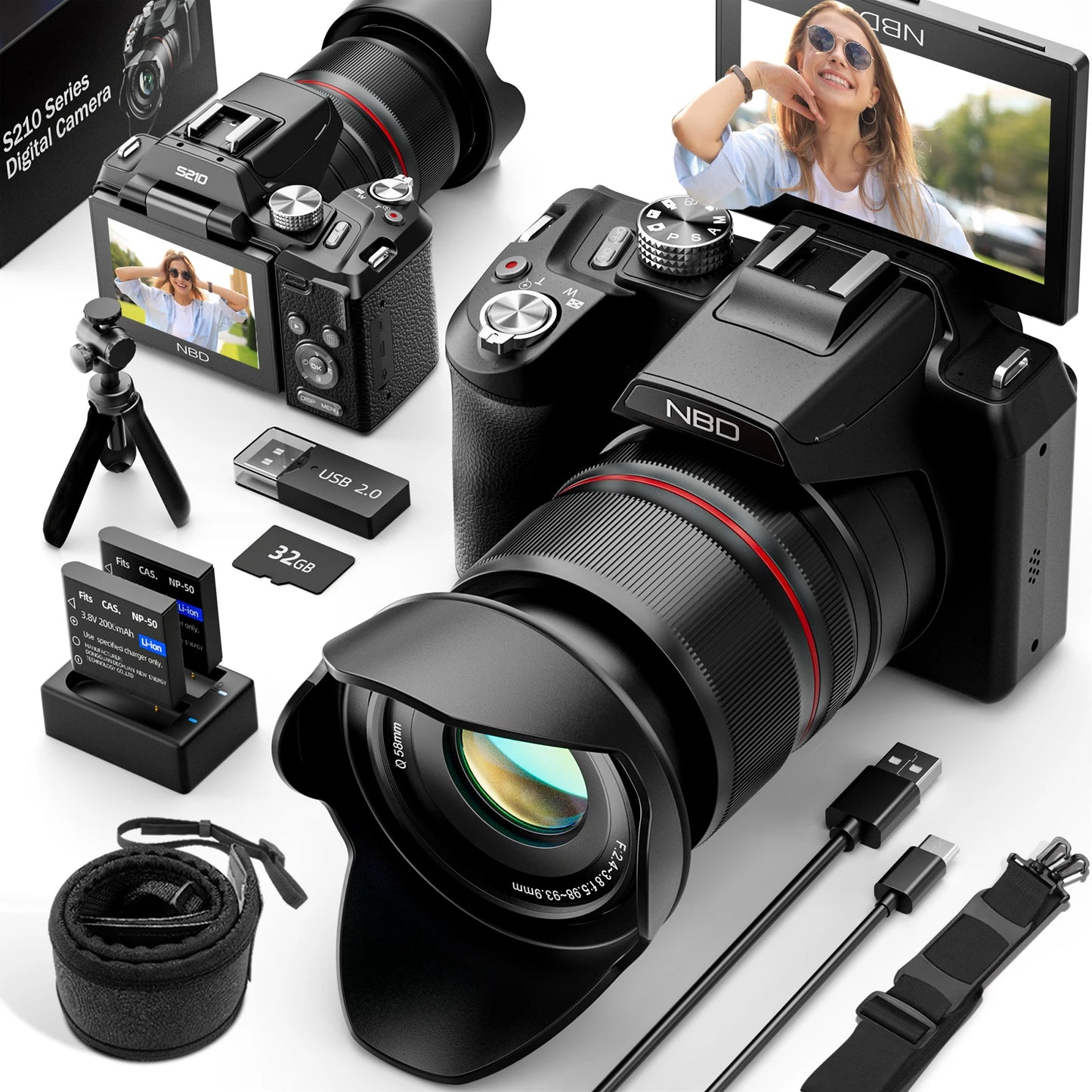 NBD 5K&64MP Digital Cameras For Photography, 16X Optical Zoom Camera With WiFi & App Control, Vlogging Camera With Auto Focus