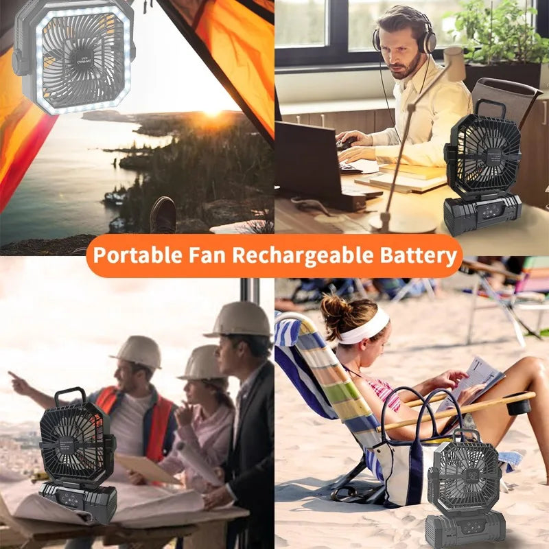 20000mAhOutdoor Fans camping fan rechargeable and battery Three-in-one with LED lights Timed Rotation Function campsites summer