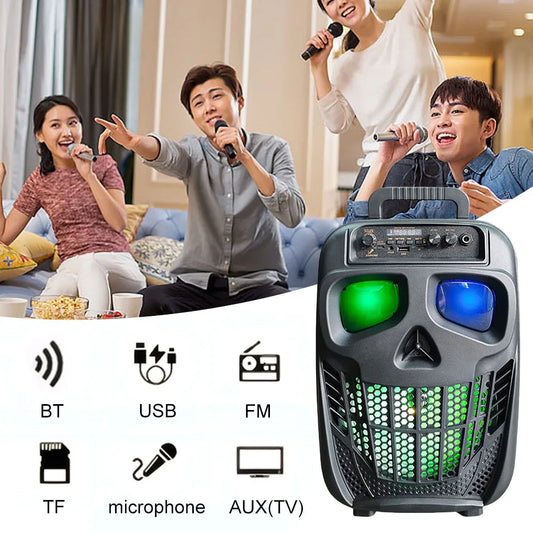 Skull Wireless Portable Speaker BT 5.0 with 1 Microphones Outdoor Speaker Supports USB TF Card AUX for Travel Indoor and Outdoor