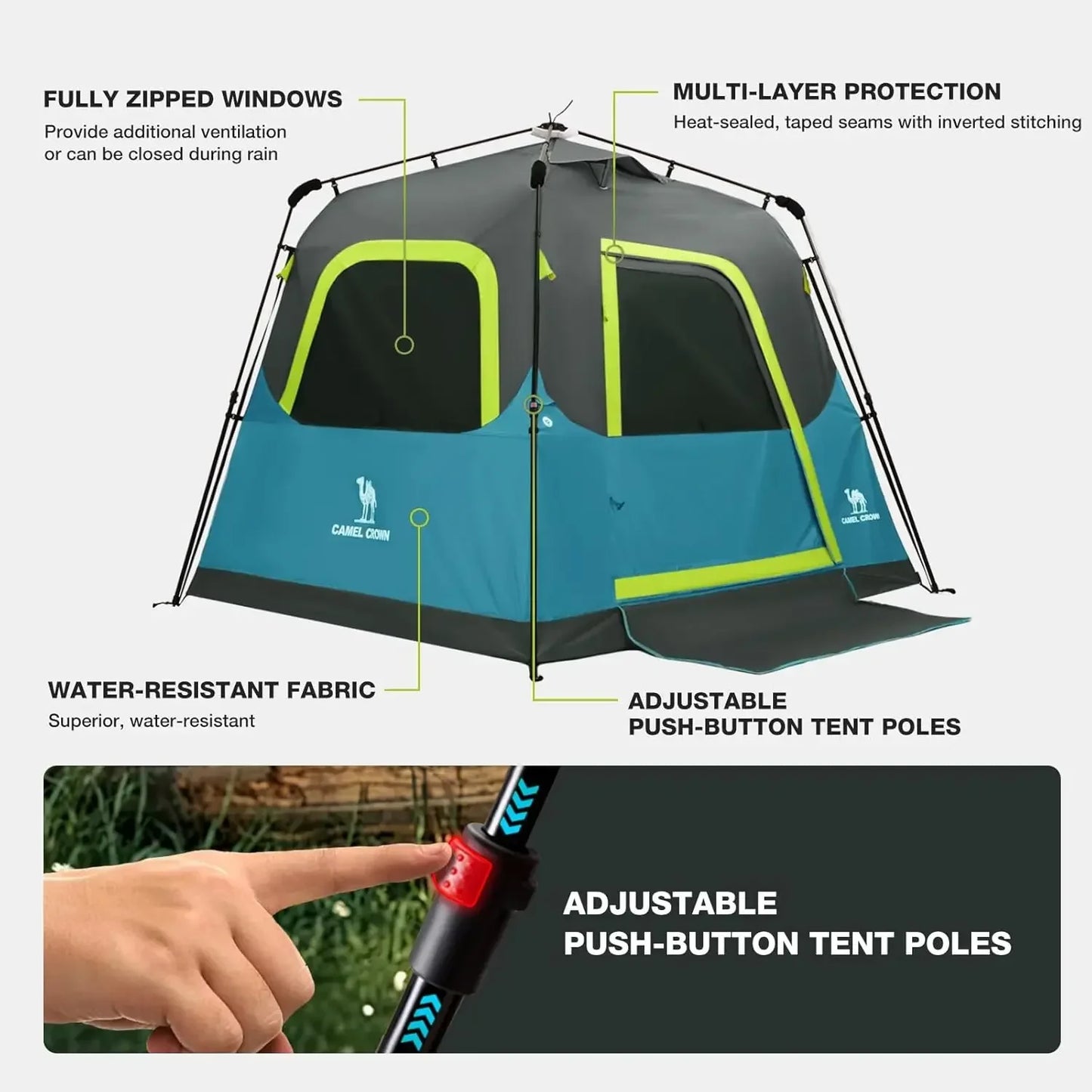 Bestseller[Hot Deal!]Instant Tents for Camping 4-6 Person Tent Waterproof Easy Setup Sets Up in 60 Seconds Backpacking Tents wit