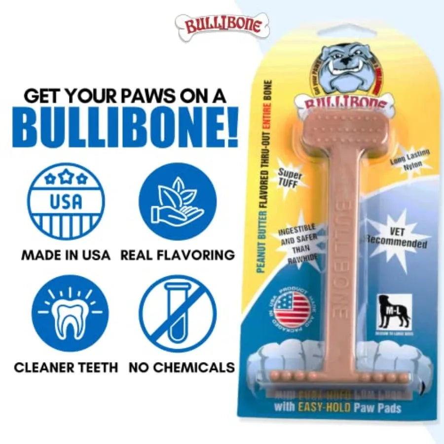 Nylon Dog Chew Toy for Aggressive Chewers - Dental Hygiene Bone with Peanut Butter Flavor Durable Tough Chew Toys for Extra Lar