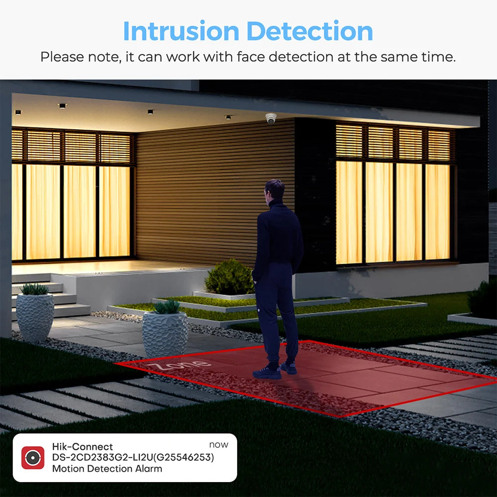 Hikvision Color IP Camera 4MP Outdoor Bullet IR+Color Mode 2-MIC Real-time High Quality Audio Security