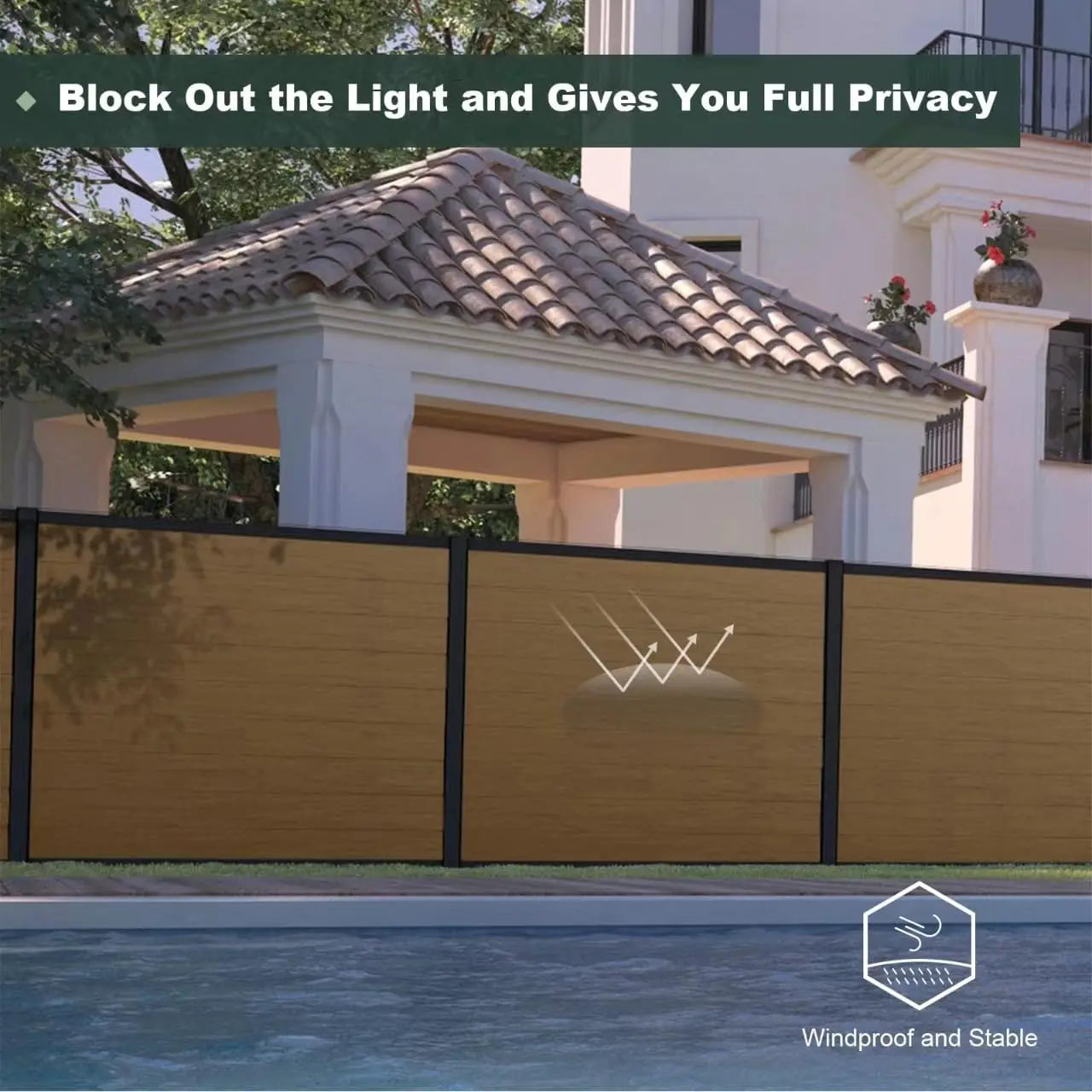 Privacy Fence Panels for Outside,6ft(W) x 6ft(H) Outdoor Privacy Panels,Wind Resistant Wood Plastic Composite Fencing Panels