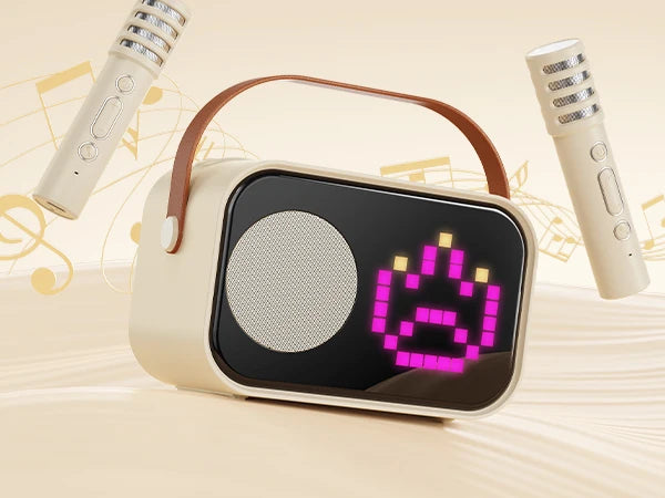 D58 Karaoke Machine for Children and Adults, Mini Portable Bluetooth Karaoke Speaker with 2 Wireless Microphones