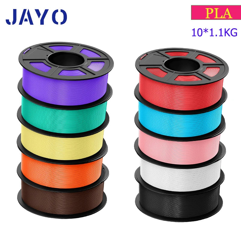 JAYO 10Rolls pla plus/petg /pla/pla+2.0/skdc Multicolor 3d Filament Printe 1.75mm FDM 100%No bubbel for 3D Printer Materials