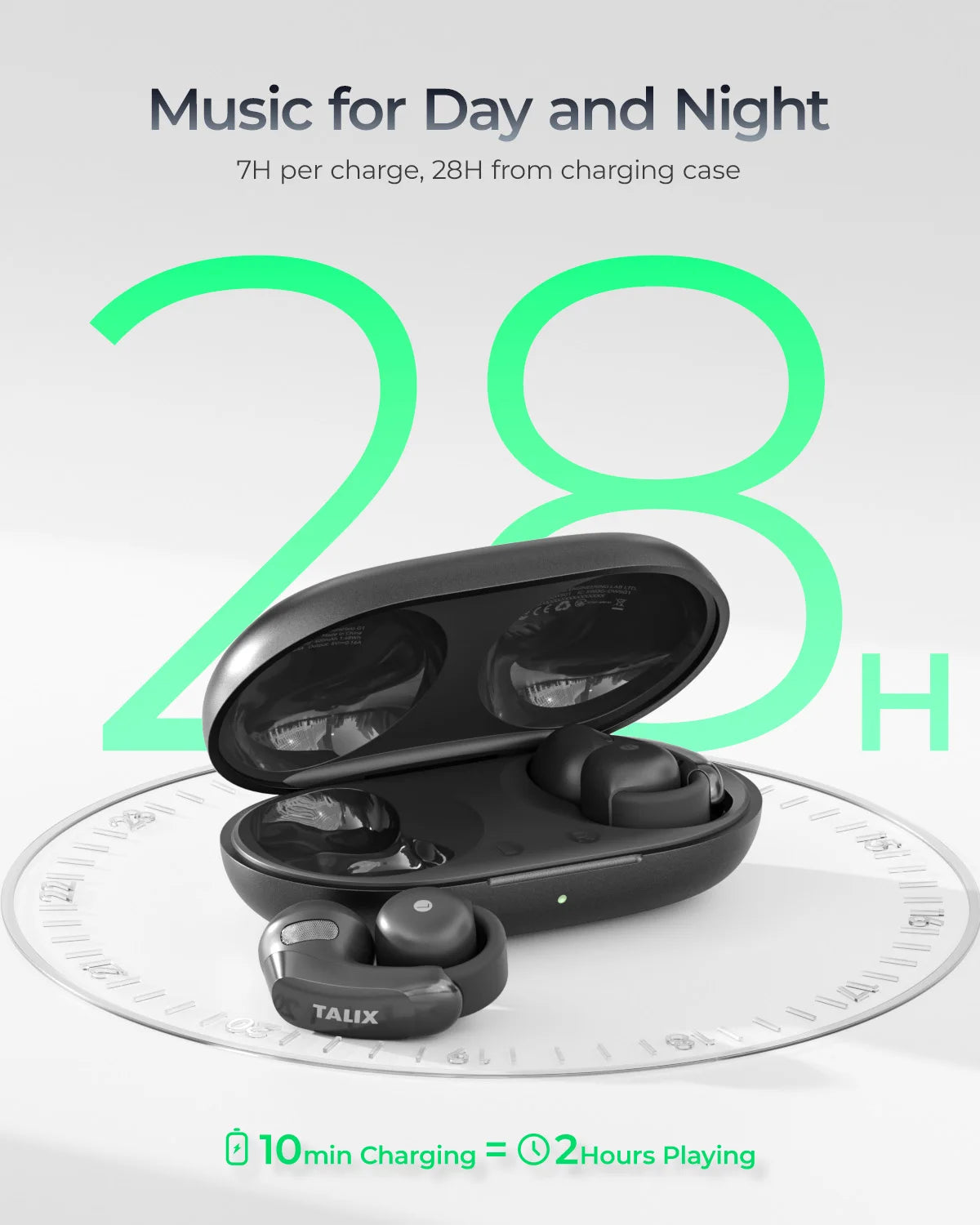 TALIX AuraHalo G1 Clip-On Earbuds 5.3 Bluetooth Wireless Open-Ear Earbuds Noise Cancelling Ultra-Light 4 Mics Immersive Sound