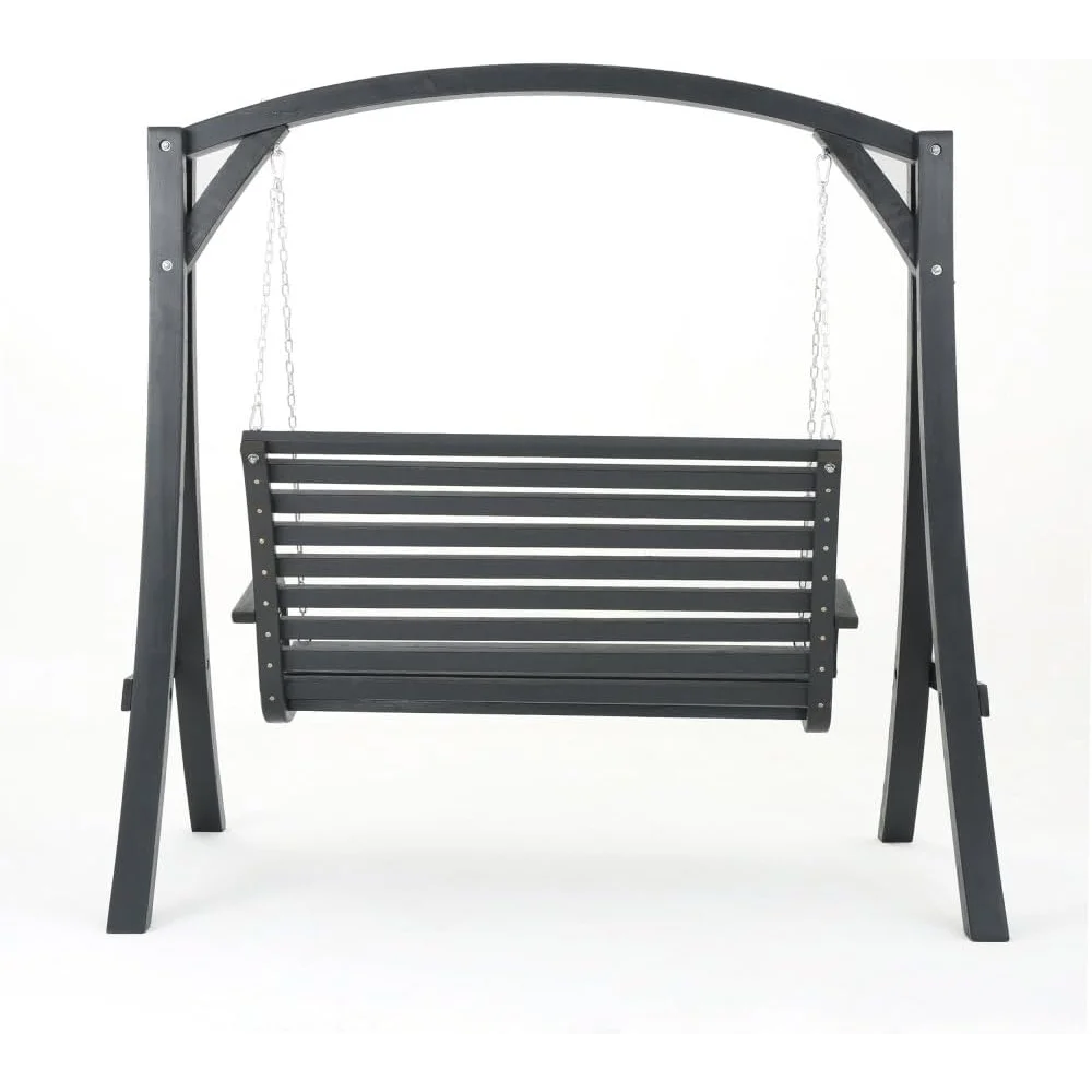 Wooden Swinging Loveseat, Outdoor Swing Chair for Garden, Patio, or Backyard, 82.5" L×50" W×76.5" H,Comfortable Seating, Include