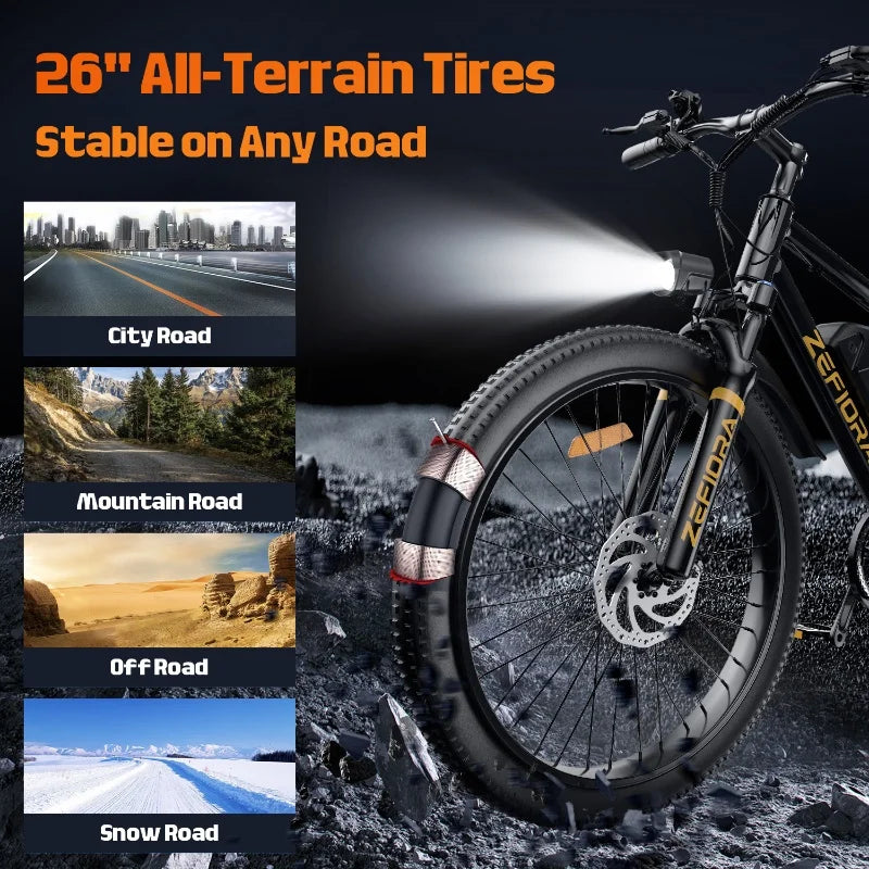 500W Adult Electric Bike 25MPH 48V15AH Mountain Electric Bicycle Outdoor Sports 26 Inch Fat Tire Motorcycle E Bike