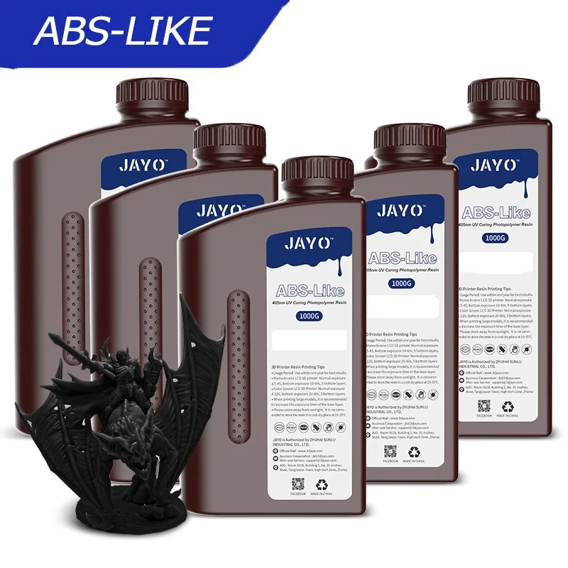JAYO 3D resin 5KG ABS-Like/Water washable/14k Standard for 395-405nm UV liquid Curing resin for LCD/DLP 3D printer Material