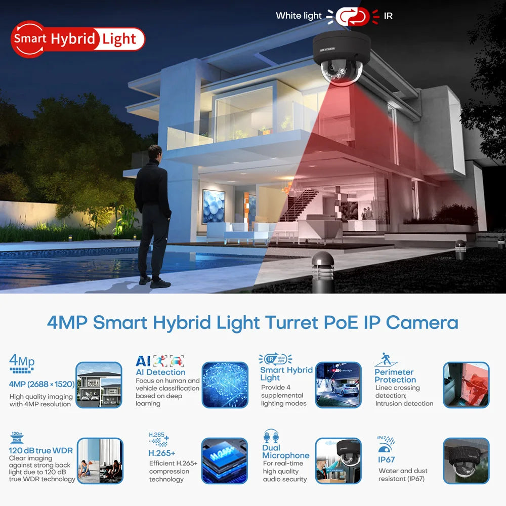 Hikvision ColorVu Dome IP Camera 4MP Acusense Smart Hybrid Light 4MP DS-2CD2143G2-LIS2U