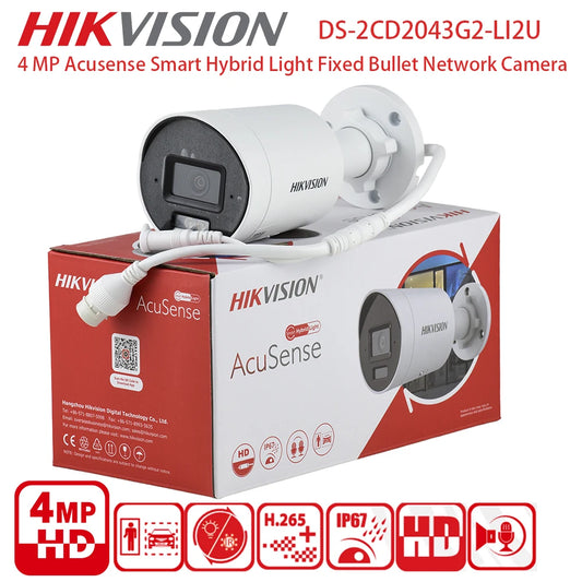 Hikvision Color IP Camera 4MP Outdoor Bullet IR+Color Mode 2-MIC Real-time High Quality Audio Security