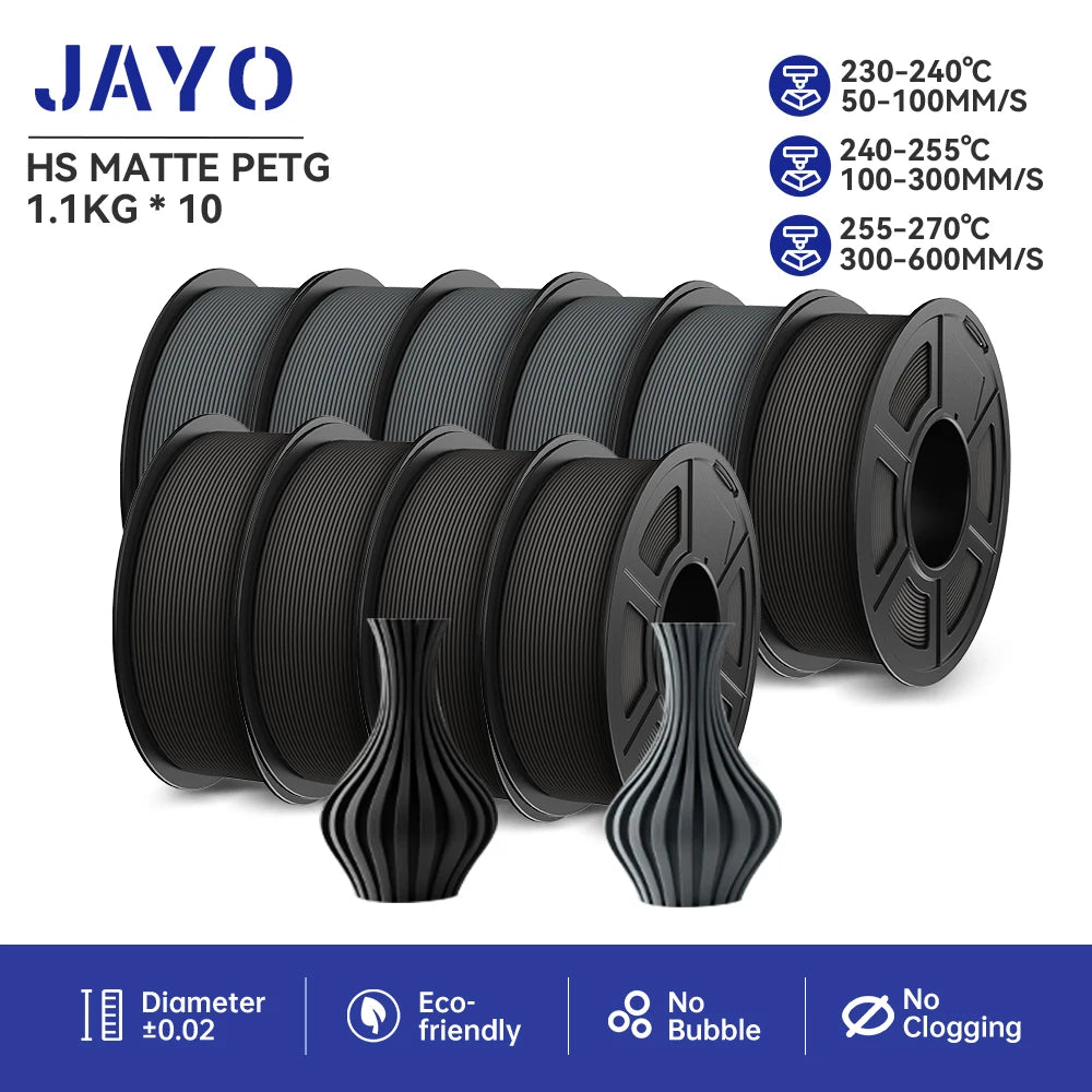 JAYO 10Rolls pla plus/petg /pla/pla+2.0/skdc Multicolor 3d Filament Printe 1.75mm FDM 100%No bubbel for 3D Printer Materials