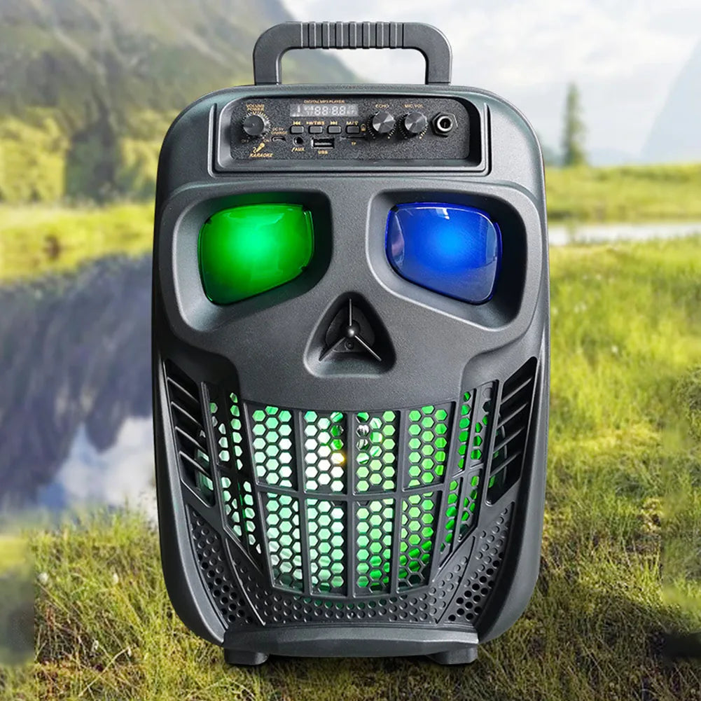 Skull Wireless Portable Speaker BT 5.0 with 1 Microphones Outdoor Speaker Supports USB TF Card AUX for Travel Indoor and Outdoor