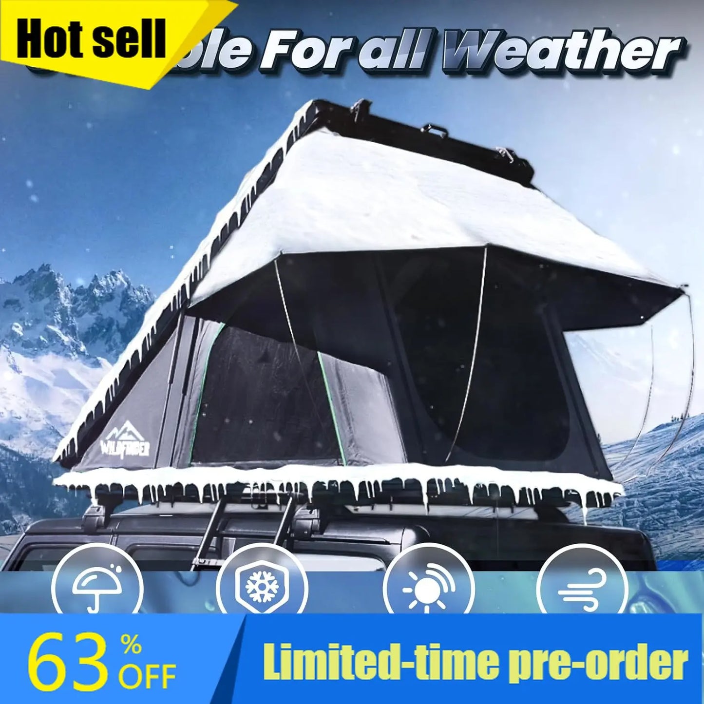 Rooftop Tent Hard Shell Roof Top Tent Hardshell Suitable for Jeep SUV Truck Van,Camping Car Roof for 2-3 Person