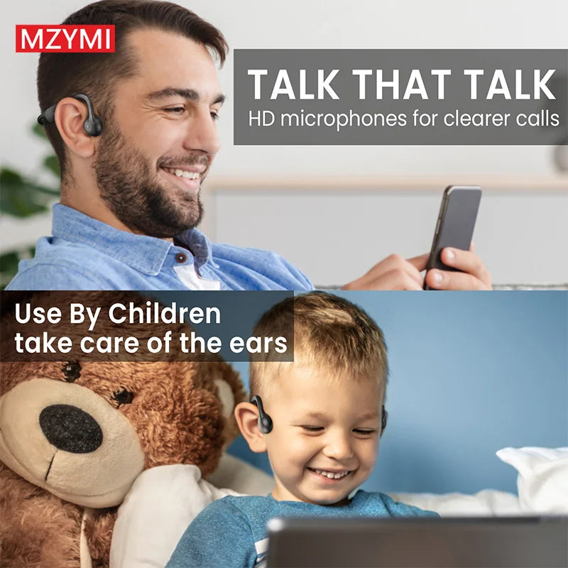 MZYMI A18 TWS Earphone Bone Conduction Neckband Headphone Sport IP56 Waterproof Headset Built-in Mic For Android iOS