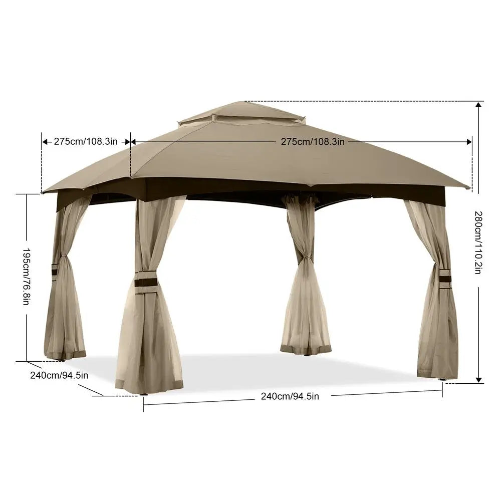 8x8 Outdoor Gazebo Patio Gazebo with Mosquito Netting, Outdoor Canopies for Shade and Rain for Lawn, Garden, Backyard amp Deck