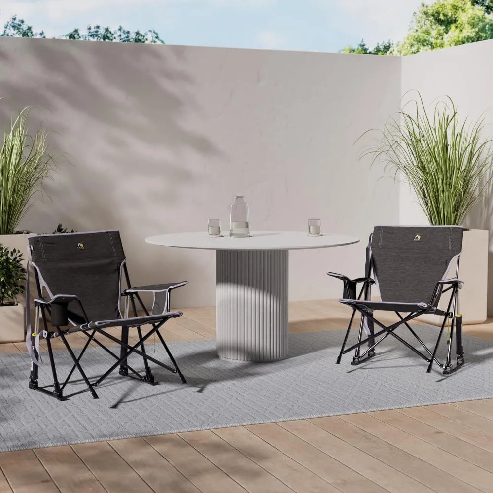 Portable Outdoor Rocking Chair with Cup Holder and Phone Pocket - Easy Fold Design for Camping and Sports