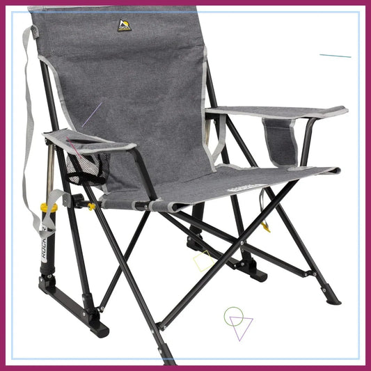 Portable Outdoor Rocking Chair with Cup Holder and Phone Pocket - Easy Fold Design for Camping and Sports